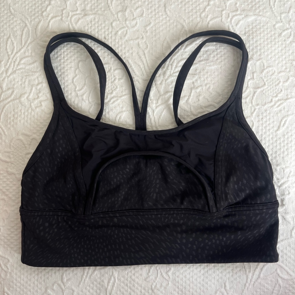 Lululemon strappy unique black sports bra size 6